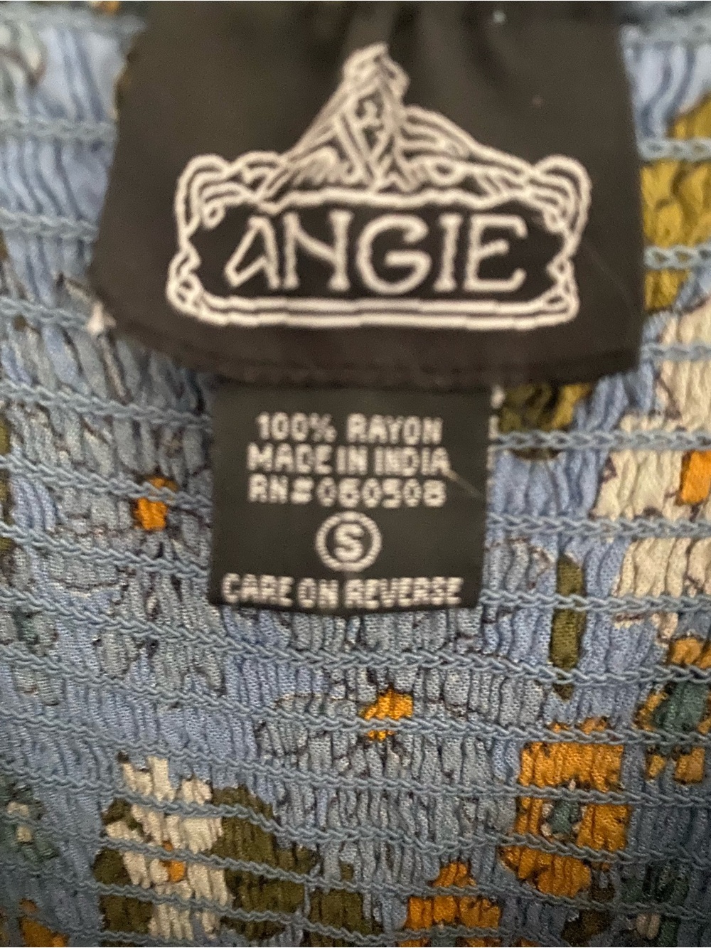 Angie Floral Smocked Floral Midi Dress tiered crochet trim puff sleeve Small - Picture 6 of 7